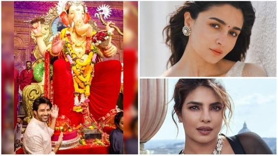 The festival of Ganesh Chaturthi, one of the biggest Hindu festivals, is being celebrated across the country with great pomp and grandeur from today and will go on for 10 days. On the occasion, Bollywood celebrities like Kartik Aaryan, Priyanka Chopra, and Alia Bhatt among others took to their social media handles to wish fans 'Happy Ganesh Chaturthi.'(Instagram)