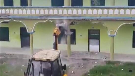 This was the third private madrasa to be razed this month for alleged jihadi links. (ANI image)