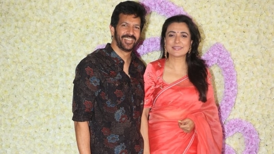 Filmmaker Kabir Khan with wife and actor Mini Mathur at Arpita-Aayush's house for Ganesh Chaturthi celebrations.