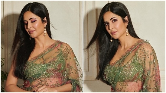 Katrina Kaif wins the red carpet game on awards night in Sabyasachi floral saree and bralette blouse&nbsp;(Instagram)