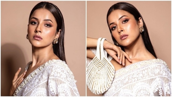 Shehnaaz Gill gets dolled up in ivory Manish Malhotra saree and stylish blouse, drops new pics on Instagram(Instagram)