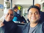 Ilaiyaraaja and AR Rahman at an airport. Ilaiyaraaja and AR Rahman at an airport. 