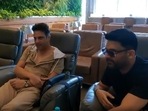 Krushna Abhishek and Kapil Sharma chilling at an airport lounge. Krushna Abhishek and Kapil Sharma chilling at an airport lounge.