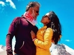 Milind Soman and Ankita Konwar pose together.