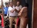 Video grab of the man slapping the women in Mumbai. (ANI tweet)