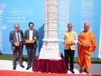 EAM S Jaishankar at the @BAPS Hindu temple under construction in Abu Dhabi.(Twitter/ EAM) EAM S Jaishankar at the @BAPS Hindu temple under construction in Abu Dhabi.(Twitter/ EAM)