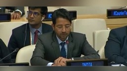 Diplomata indiano falando na reunião da fórmula Arria do Conselho de Segurança das Nações Unidas.