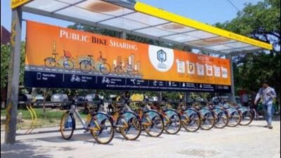 Covid, fading interest has left Panckhula’s cycle sharing system looking for takers. (HT FIle)