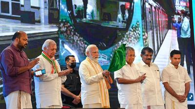 Prime minister Narendra Modi on Thursday inaugurated various projects, including that of the Indian railways and Kochi Metro, which will improve connectivity in Kerala and said these would help in boosting tourism and commerce in the state. (PTI)