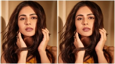 Styled by hairstylist Aliya Shaikh, Rakul Preet wore her tresses open in messy curls with a middle part as she posed for the pictures. (Instagram/@rakulpreet)