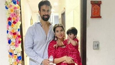 Charu Asopa and Rajeev Sen in a picture she posted on social media on Thursday. Charu Asopa and Rajeev Sen in a picture she posted on social media on Thursday.