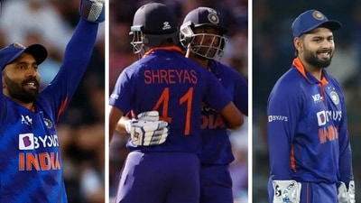 Dinesh Karthik, Suryakumar Yadav, Shreyas Iyer and Rishabh Pant Dinesh Karthik, Suryakumar Yadav, Shreyas Iyer and Rishabh Pant