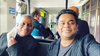 Ilaiyaraaja and AR Rahman at an airport. Ilaiyaraaja and AR Rahman at an airport. 
