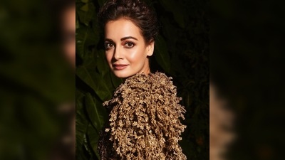 Dia Mirza's 3D embroidered gown is designed as a fitted bodice and is flared from the waist with a back trail. (Instagram/@diamirza)