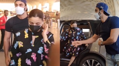 Ranbir Kapoor and Alia Bhatt at Mumbai airport. (Viral Bhayani and Varindra Chawla)