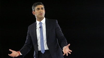 Rishi Sunak, a contender to become the country's next Prime Minister and leader of the Conservative party in the final Conservative Party Hustings event. (AFP) Rishi Sunak, a contender to become the country's next Prime Minister and leader of the Conservative party in the final Conservative Party Hustings event. (AFP)