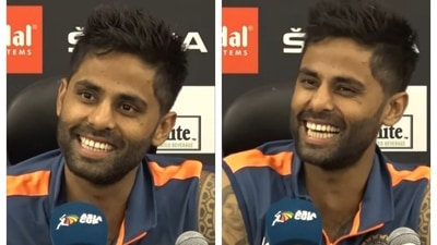 Suryakumar burst out in laughter after hearing a question in press conference Suryakumar burst out in laughter after hearing a question in press conference