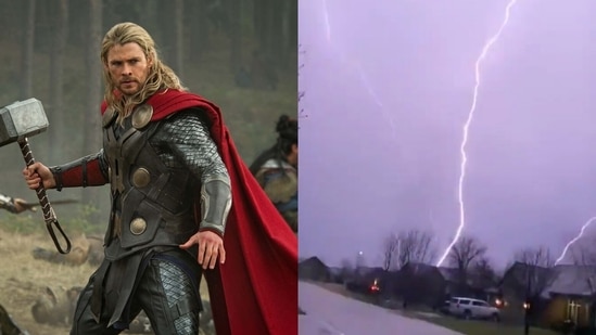 Chris Hemsworth as Thor, the God of thunder.