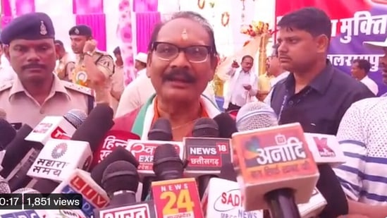 Chhattisgarh School Education Minister Premsai Singh Tekam at the event.(ANI)