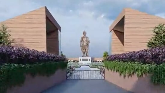The statue is 108 feet tall and weighs over 200 tons.(Screengrab of Twitter video)