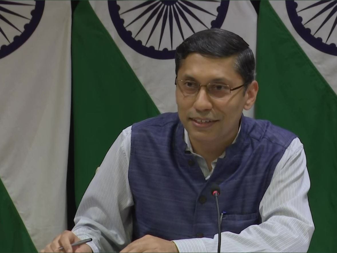 MEA spokesperson Arindam Bagchi during the weekly press briefing on Thursday, September 1, 2022. (ANI Photo)