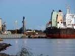 Hawaii received its final shipment of coal from a barge docked in Honolulu on July 27, 2022. (Hawaii State Energy Office via AP) Hawaii received its final shipment of coal from a barge docked in Honolulu on July 27, 2022. (Hawaii State Energy Office via AP)