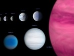 This illustration compares the sizes of various exoplanets with Earth and the Moon. (Credit: NASA's Goddard Space Flight Center) This illustration compares the sizes of various exoplanets with Earth and the Moon. (Credit: NASA's Goddard Space Flight Center)