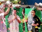 Supporters of AIADMK leader Edappadi K. Palaniswami celebrate after a court delivered its verdict in favour of the former chief minister on the conduct of July 11 General Council (GC) meeting of AIADMK, in Chennai. Supporters of AIADMK leader Edappadi K. Palaniswami celebrate after a court delivered its verdict in favour of the former chief minister on the conduct of July 11 General Council (GC) meeting of AIADMK, in Chennai.