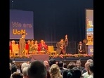 The image, taken from the viral Instagram video shows a man dancing on the stage during graduation ceremony.(Instagram/@faizaan_alam) The image, taken from the viral Instagram video shows a man dancing on the stage during graduation ceremony.(Instagram/@faizaan_alam)