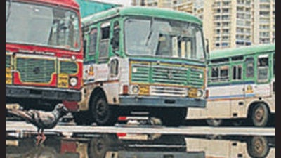 A View of ST buses in Mumbai (Bhushan Koyande/HT) A View of ST buses in Mumbai (Bhushan Koyande/HT)