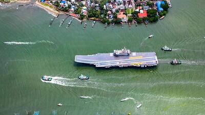 Prime Minister Narendra Modi commissioned the INS Vikrant, India’s first indigenous aircraft carrier, in Kochi on Friday. (INDIAN NAVY VIA AP) Prime Minister Narendra Modi commissioned the INS Vikrant, India’s first indigenous aircraft carrier, in Kochi on Friday. (INDIAN NAVY VIA AP)