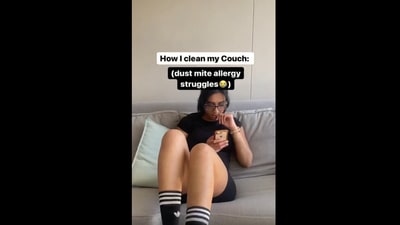 The image is taken from Instagram video and shows an influencer named Shiv Sewlal who has over 40 allergies. (Instagram/@shivaika)