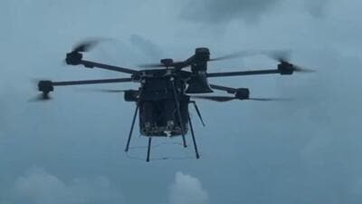 The research team at BSF’s tear smoke unit has developed a ‘Drone Tear Smoke Launcher’ to drop tear smoke munitions from the sky. (Screengrab)