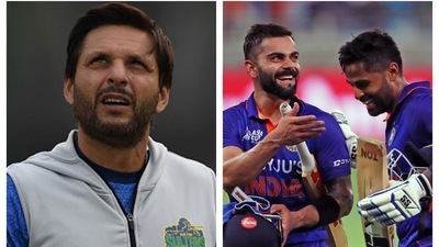 Shahid Afridi, Virat Kohli and Suryakumar Yadav Shahid Afridi, Virat Kohli and Suryakumar Yadav
