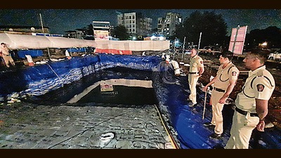 The artificial lake where the 7-year-old boy drowned at Rabodi in Thane (Praful Gangurde/HT Photo) The artificial lake where the 7-year-old boy drowned at Rabodi in Thane (Praful Gangurde/HT Photo)