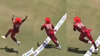 Pollard saved a six and then dismissed the batter in one swift move (Fancode Twitter) Pollard saved a six and then dismissed the batter in one swift move (Fancode Twitter)