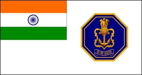 The new Naval ensign unveiled by Prime Minister Narendra Modi. The new Naval ensign unveiled by Prime Minister Narendra Modi.