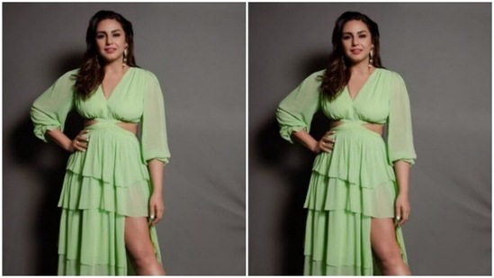 फुटवियर के लिए हुमा ने मोनरो शूज की अलमारियों से नियॉन ग्रीन स्टिलेटोस को चुना।(Instagram/@iamhumaq)
