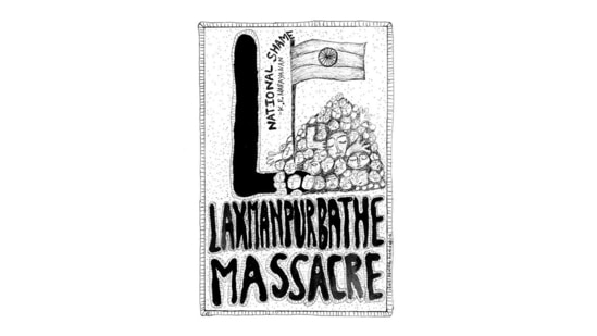 L is for the Laxmanpur Bathe Massacre of 1997, in which 58 Dalits, including children and a pregnant woman, were killed, allegedly by the members of the right-wing militia Ranvir Sena, at Laxmanpur Bathe, a village in Bihar. The incident was said to have been retaliation for a 1992 massacre of upper-caste people in a neighbouring village.(Image courtesy: Anti-Caste Alphabets; Sunil Abhiman Awachar, Coral and Panther’s Paw Publication)