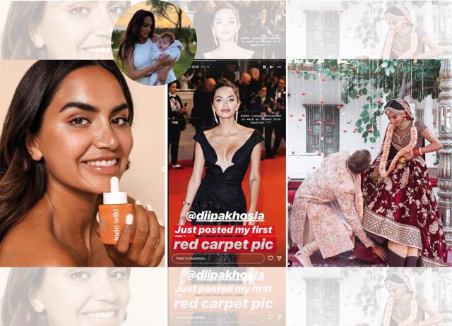 (Left to right) Diipa with a product from her own beauty line; with her daughter, Dua; on the Cannes red carpet in 2015; her husband, Oleg, touching her feet the day they got married (Left to right) Diipa with a product from her own beauty line; with her daughter, Dua; on the Cannes red carpet in 2015; her husband, Oleg, touching her feet the day they got married
