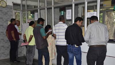 Residents submitting property tax at MC office in Ludhiana on Saturday. It has been decided by the higher authorities to keep the suvidha kendras open on Saturdays too till September 30, so that the residents can avail of the rebate. (Harvinder Singh/HT)