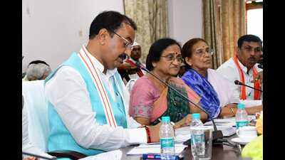 Uttar Pradesh deputy CM Keshav Prasad Maurya at a meeting in Prayagraj on Saturday. (HT photo) Uttar Pradesh deputy CM Keshav Prasad Maurya at a meeting in Prayagraj on Saturday. (HT photo)