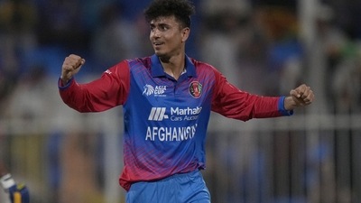 Afghanistan's Mujeeb Ur Rahman celebrates after taking the wicket of Dasun Shanaka during the T20 cricket match of Asia Cup between Sri Lanka and Afghanistan (AP) Afghanistan's Mujeeb Ur Rahman celebrates after taking the wicket of Dasun Shanaka during the T20 cricket match of Asia Cup between Sri Lanka and Afghanistan (AP)