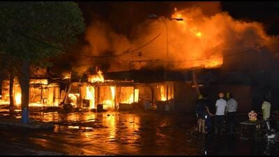 The Thursday night fire had gutted all 148 shops in the market, leaving the shopkeepers bankrupt ahead of festive season. (Sant Arora/HT) The Thursday night fire had gutted all 148 shops in the market, leaving the shopkeepers bankrupt ahead of festive season. (Sant Arora/HT)