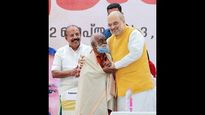 Union Home Minister Amit Shah at the Bharatiya Janata Party (BJP) Scheduled Castes (SC) conference, in Thiruvananthapuram on Saturday. (Amit Shah Twitter) Union Home Minister Amit Shah at the Bharatiya Janata Party (BJP) Scheduled Castes (SC) conference, in Thiruvananthapuram on Saturday. (Amit Shah Twitter)