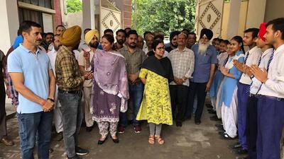 Deputy commissioner Surabhi Malik with MLA Rajinderpal Kaur Chhina during a parent-teacher meeting at a government school in Ludhiana on Saturday. The AAP MLAs attended PTMs in government schools in Ludhiana on Saturday. (HT Photo) Deputy commissioner Surabhi Malik with MLA Rajinderpal Kaur Chhina during a parent-teacher meeting at a government school in Ludhiana on Saturday. The AAP MLAs attended PTMs in government schools in Ludhiana on Saturday. (HT Photo)