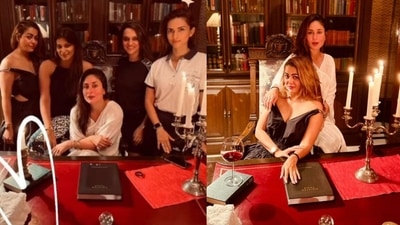 Kareena Kapoor, Amrita Arora and other at the actor's house in Mumbai. Kareena Kapoor, Amrita Arora and other at the actor's house in Mumbai.