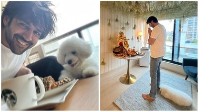 Kartik Aaryan's home is washed in shades of white. Kartik Aaryan's home is washed in shades of white. 