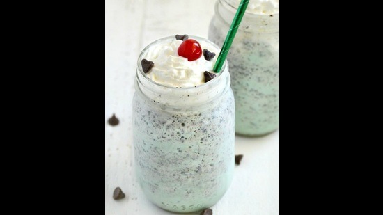 Mint choco chip milkshake