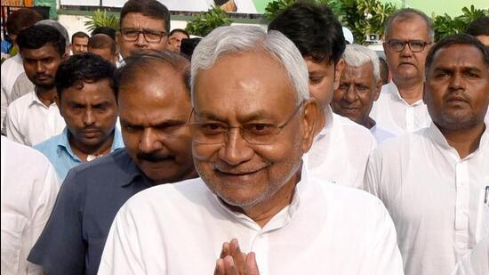 Bihar CM Nitish Kumar on Saturday attacked the BJP after five of the six Janata Dal (United) legislators in Manipur joined the party. (HT File)